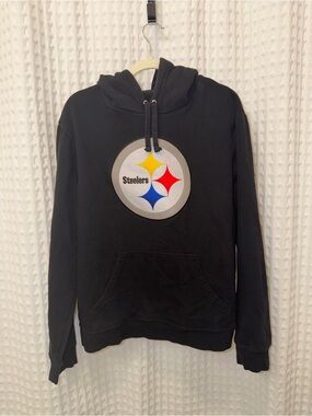 NFL Black Hoodie with Steelers Logo and Yellow, Red, Blue Accents